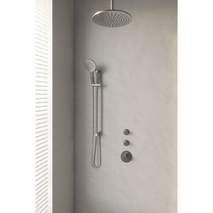 Thermostatisch Inbouwdoucheset Brauer Brushed 30 cm Hoofddouche Plafondarm 3 Standen Handdouche op Glijstang Geborsteld Nikkel Brauer