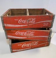 Originele Vintage Houten Coca-Cola Flessenkrat 2 Vakken - thumbnail