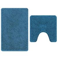 vidaXL Antislip Badmat Set 2 pcs Blauw PP, Antislip Badmat, Duurzaam, Waterabsorberend, Machinewasbaar en Zachte Comfortvloer