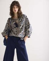 Summum 3/4 Sleeve Top Block Print 480 Navy Noir