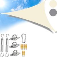 Silvergear® Schaduwdoek Driehoek | Zonnescherm voor Balkon, Terras & Tuin | Zonnedoek 95% UV-Bescherming & Waterafstotend | 3.6x3.6x3.6M | Beige
