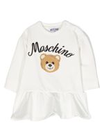 Moschino Kids robe évasée à logo brodé - Blanc - thumbnail