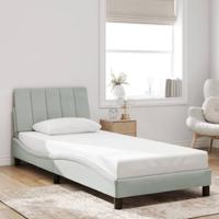 vidaXL Bedframe met hoofdeinde fluweel lichtgrijs 90x200 cm, bed, bed ombouw, eenpersoonsbed, bedbodem, slaapkamermeubel, 1 persoonsbed, logeerbed