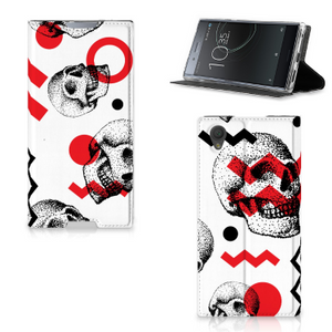 Mobiel BookCase Sony Xperia L1 Skull Red