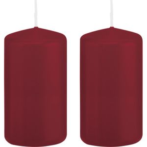 2x Kaarsen bordeauxrood 6 x 12 cm 40 branduren sfeerkaarsen   -