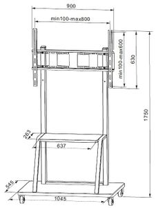 Techly ICA-TR30 flat panel vloer standaard Portable flat panel floor stand Zwart 2,54 m (100 )