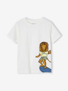 Jongensshirt met leuk dierenmotief ecru