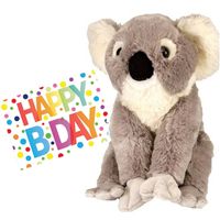 Pluche knuffel koala beer 30 cm met A5-size Happy Birthday wenskaart - thumbnail