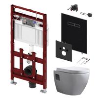 Tece 200 Toiletset - Inbouw WC Hangtoilet Wandcloset Daley - Elektronische sen-Touch Bedieningsplaat Zwart