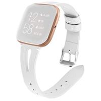 By Qubix - Compatible met Fitbit Versa 1/2 & Lite bandje TPU leer - Wit - Compatible fitbit bandje