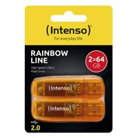 Intenso 64GB Rainbow Line double pack USB-stick Retail 64 GB Oranje 3502492 USB-A - thumbnail