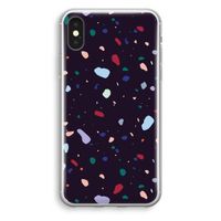 Dark Rounded Terrazzo: iPhone XS Transparant Hoesje - thumbnail