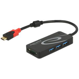 DeLOCK HUB USB 3.0 USB Type-C > 3 Port extern USB 3.2 Gen 1 (3.1 Gen 1) Type-C Zwart