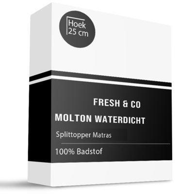 Molton Hoeslaken - Badstof Waterdicht - Splittopper - 200x210 Cm - Fresh And Co Matrasbeschermer - Dekbed-Discounter.nl Molton Hoeslaken - Badstof Waterdicht - Splittopper - 200x210 Cm - Fresh And Co Matrasbeschermer - Dekbed-Discounter.nl