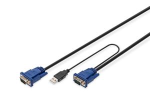 Digitus DS-19233 toetsenbord-video-muis (kvm) kabel Meerkleurig, Zwart 5 m