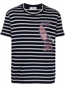 ETRO t-shirt rayé à motif cachemire - Bleu