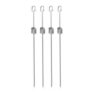 Vaggan BBQ spiezen - 4x stuks - RVS - 40,5 cm - vleespennen voor vlees - barbecue accessoires   -