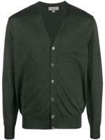 Canali cardigan en laine mérinos à col v - Vert