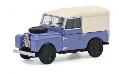 Schuco 452670100 H0 Auto Land Rover 88 blauw met witte softtop