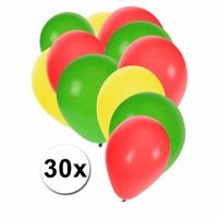 Feest ballonnen groen/geel/rood 30 stuks