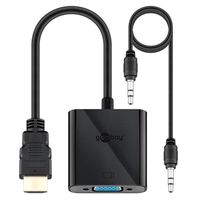 Goobay HDMI / VGA Adapter met 3.5mm AUX Kabel - Zwart - thumbnail