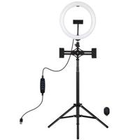 PULUZ PKT3066B 10.2 LED Selfie Ring Light mobiele telefoon klem statiefstandaard voor YouTube Blogger Video schieten