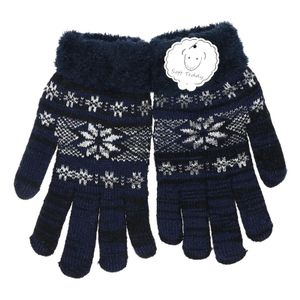 Gebreide winter handschoenen navy blauw/Nordic print voor heren