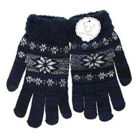 Gebreide winter handschoenen navy blauw/Nordic print voor heren - thumbnail