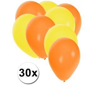 Oranje en gele ballonnen 30 stuks   -