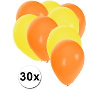 Oranje en gele ballonnen 30 stuks   - - thumbnail