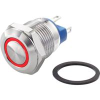 TRU COMPONENTS TC-7494652 TC-GQ12-AF-10E/J/R/12V/S Vandalismebestendige drukschakelaar 48 V/DC 2 A 1x uit/(aan) Moment Rood IP65 1 stuk(s) - thumbnail