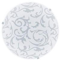 EGLO Plafondlamp Mars, 1-vlammige wandlamp, plafondlamp van staal, kleur: wit, glas: wit gesatineerd motief, fitting: E27