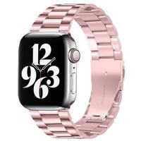 By Qubix - Stalen schakelband - Rosé pink - Compatible met Apple watch 38mm / 40mm / 41mm / 42mm - Compatible Apple watch bandjes