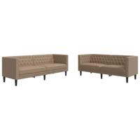 vidaXL 2-delige Loungeset Chesterfield-stijl kunstleer cappuccinokleur, chesterfield bank, bankstel, bank, loungeset, bankenset, loveseat, zitbank