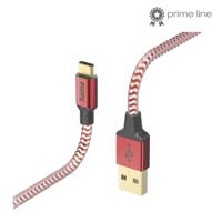 Hama Oplaadkabel Reflective USB-A - USB-C 1,5 M Nylon Rood - thumbnail