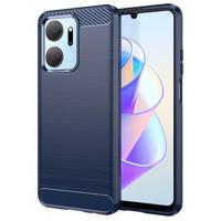 Honor X7a Geborsteld TPU Hoesje - Koolstofvezel - Blauw