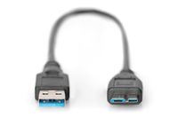 Digitus USB-kabel USB 3.2 Gen1 (USB 3.0 / USB 3.1 Gen1) USB-A stekker, USB-micro-B 3.0 stekker 0.25 m Zwart AK-11234 - thumbnail