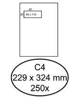 Envelop Hermes akte C4 229x324mm venster 4x11links 250stuks - thumbnail