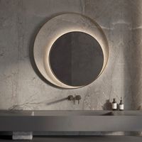 Designspiegel Martens Design Athene Rond met Frame en Indirecte LED Verlichting 90 cm Geborsteld Goud