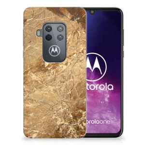 Motorola One Zoom TPU Siliconen Hoesje Marmer Creme