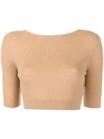 Cashmere In Love haut crop Liza à dos ouvert - Marron