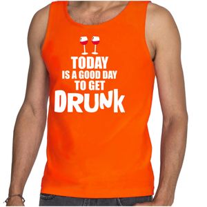 Oranje tanktop today is a good day to get drunk wijn Koningsdag/ Nederland/ EK/ WK supporter heren