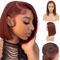 Echt haar 4x13 Sluiting Pruik Middelste stuk Gratis deel Braziliaans haar Recht Lichtbruin Pruik 150% Haardichtheid met babyhaar lijmloze Pre-geplukt Voor Dames Kort Kanten pruiken van echt mensenhaar Lightinthebox