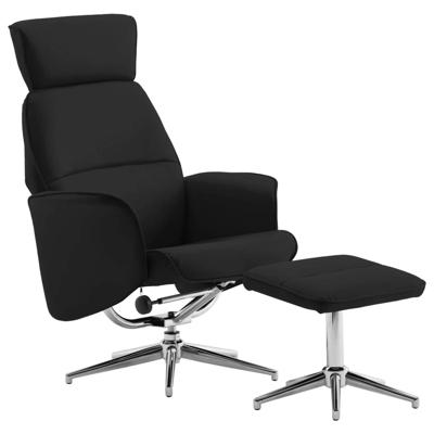 vidaXL Leunstoel met voetenbankje kunstleer zwart vidaXL Leunstoel met voetenbankje kunstleer zwart