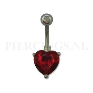 Navelpiercing hart rood