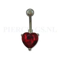 Navelpiercing hart rood - thumbnail