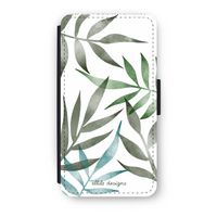 Tropical watercolor leaves: iPhone XS Flip Hoesje - thumbnail