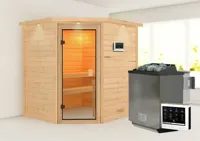 Karibu | Elea Sauna met Dakkraag | Biokachel 9 kW Externe Bediening