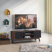 TV-Meubel In Industriële Stijl voor TV-Kasten tot 127 cm Modern Houten Multifunctioneel Opbergmeubel (Walnoot) - thumbnail