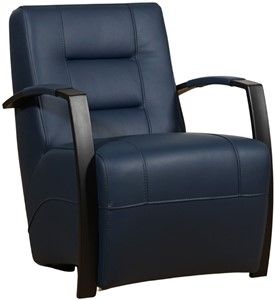 Blauwe leren industriële stalen fauteuil Magnificent - Massif Leer Azzurro (blauw leer)